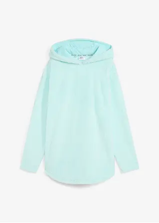 Kuschel-Fleece Longpullover, Oversized in blau von vorne - bonprix