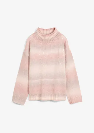 Pullover mit Farbverlauf und Pailetten in rosa von vorne - bonprix