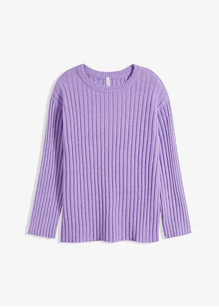 Gerippter Oversize-Pullover in lila von vorne - bonprix