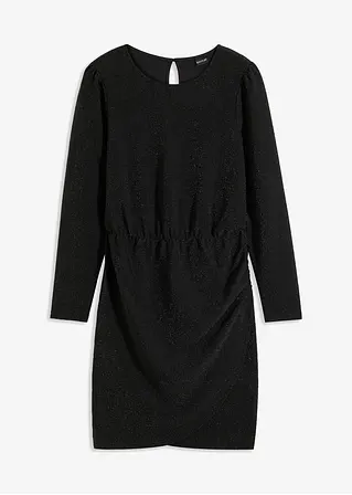 Jerseykleid mit Glitzer in schwarz von vorne - bonprix