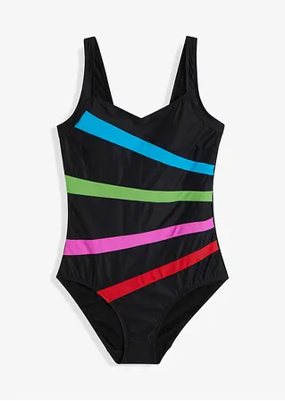 Strong Shape-Badeanzug mit Einsätzen in schwarz von vorne - bonprix