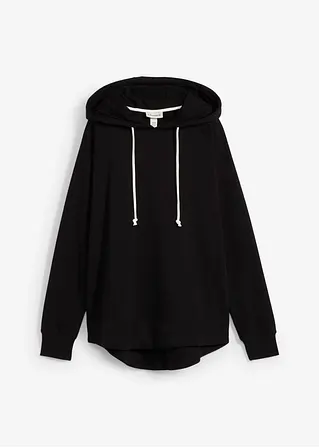 Hoodie mit Kapuze in schwarz von vorne - bonprix