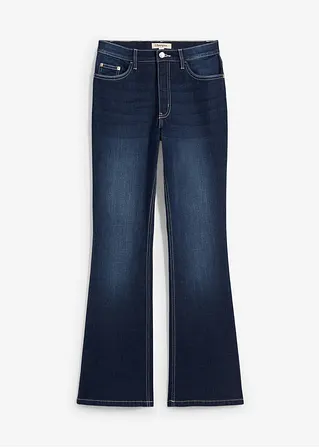 Bootcut Jeans High Waist, Stretch in blau von vorne - bonprix