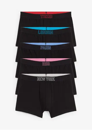 Boxershorts eng (5er Pack) in schwarz von vorne - bonprix