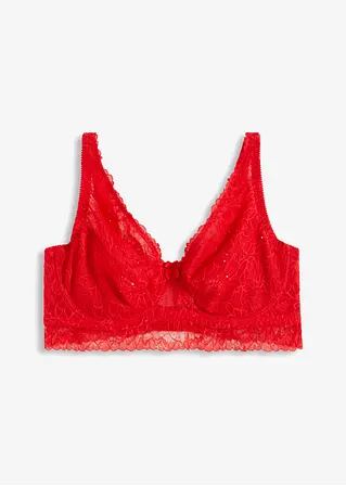 Minimizer BH mit Bügel aus Spitze mit dezenten Pailletten in rot von vorne - bonprix