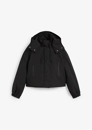 Outdoorjacke, verkürzt, wasserabweisend in schwarz von vorne - bonprix