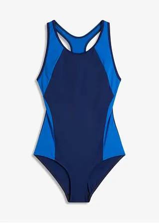 Schnelltrocknender Sport-Badeanzug mit Racerback in blau von vorne - bonprix