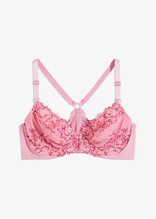 Vorderverschluss-BH aus zarter Spitze in rosa von vorne - bonprix