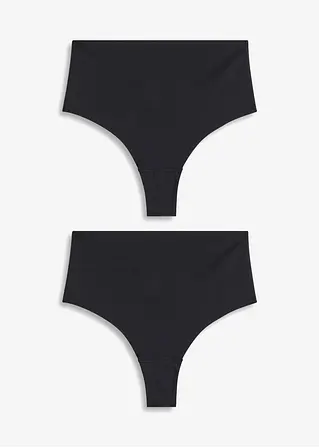 Nahtloser Shape String mit leichter Formkraft (2er P.) in schwarz von vorne - bonprix