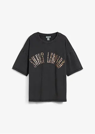 Oversize-Shirt aus weichem Baumwoll-Mix in schwarz von vorne - bonprix