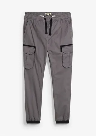 Stretch-Schlupfhose mit Cargotaschen, Regular Fit in grau von vorne - bonprix