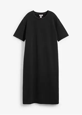 Sweat-Kleid aus reiner Bio-Baumwolle in schwarz von vorne - bonprix