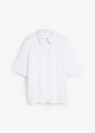 Poloshirt mit Schulterpolstern aus Viskose-Mix in weiß von vorne - bonprix