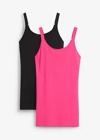 Longtop mit reiner Bio-Baumwolle (2er Pack) in pink von vorne - bonprix