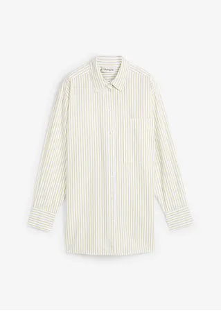 Gestreifte Hemd-Bluse in grün von vorne - bonprix