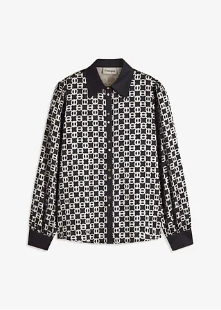 Satinbluse in schwarz von vorne - bonprix