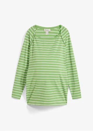 Umstands- und Stillshirt aus Baumwolle mit Druckknöpfen in grün von vorne - bonprix