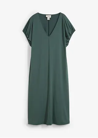 Jerseykleid mit V-Ausschnitt aus Viskose-Mix in grün von vorne - bonprix