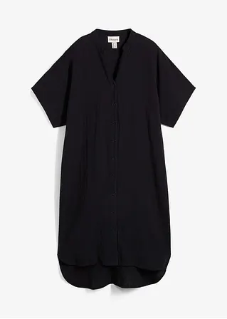 Hemdblusenkleid aus reiner Baumwolle in schwarz von vorne - bonprix