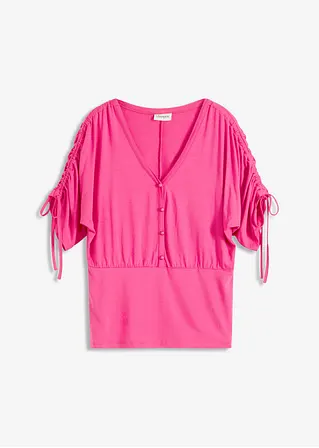 Shirt mit Knopfleiste in pink von vorne - bonprix