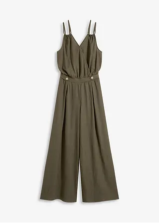Jersey-Jumpsuit in grün von vorne - bonprix