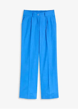 Palazzo-Hose aus luftigem Leinen-Mix in blau von vorne - bonprix