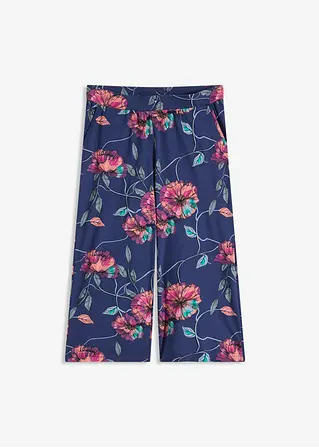 Culotte Pyjamahose mit Eingriffstaschen und Viskose in blau von vorne - bonprix