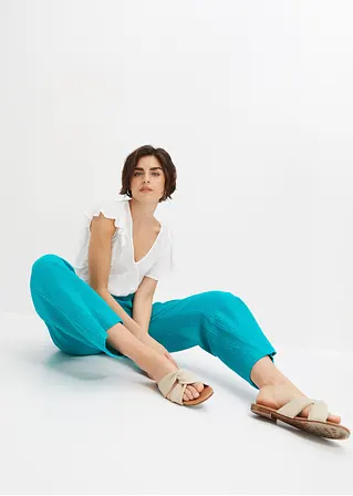 Musselin-Culotte aus Baumwolle in grün im Look (Totalaufnahme) - bonprix