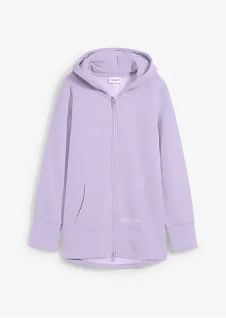 Sweatjacke aus softem Baumwoll-Mix in lila von vorne - bonprix