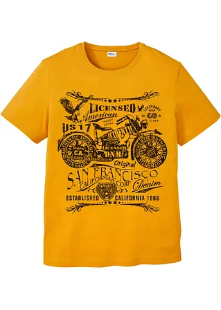 T-Shirt aus reiner Baumwolle in orange von vorne - bonprix
