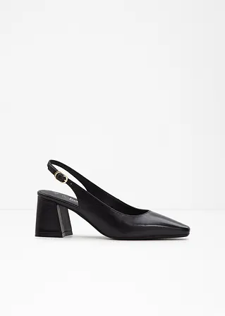 Sling Pumps aus Leder in schwarz - bonprix