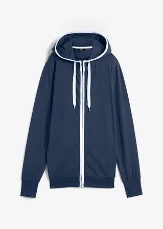 Stretch-Sweatjacke mit Baumwolle in blau von vorne - bonprix