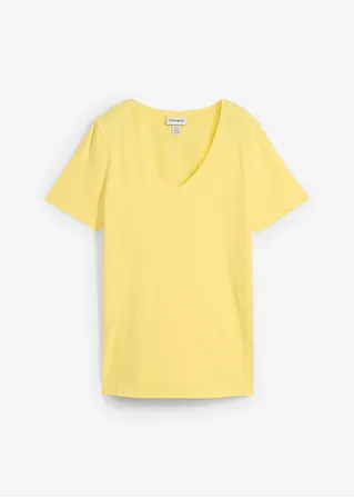 T-Shirt mit reiner Bio-Baumwolle in gelb von vorne - bonprix