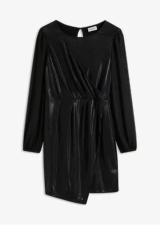 Minikleid mit Drapierung in schwarz von vorne - bonprix
