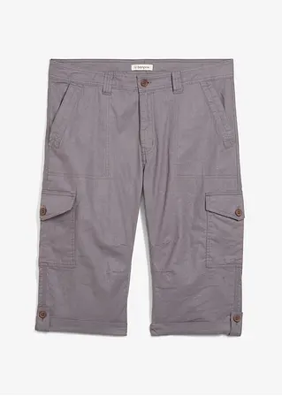 Regular Fit Cargo-Long-Bermuda mit Leinen in grau von vorne - bonprix
