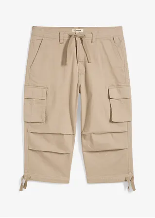 Loose Fit Stretch-3/4-Cargohose, extra weit in beige von vorne - bonprix