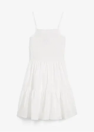 Trägerkleid aus reiner Bio-Baumwolle in weiß von vorne - bonprix