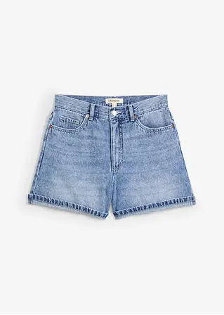 Jeans-Shorts High Waist, Low Stretch in blau von vorne - bonprix