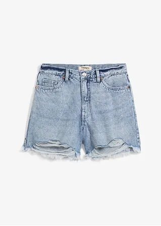 Jeans-Shorts High Waist, Low Stretch in blau von vorne - bonprix