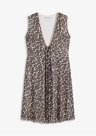 Jerseykleid mit Mesh in schwarz von vorne - bonprix