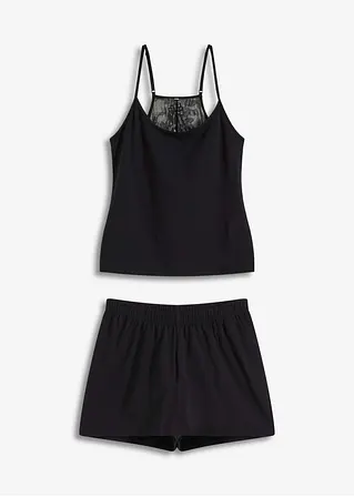 Shorty mit Spitzenrücken in schwarz von vorne - bonprix