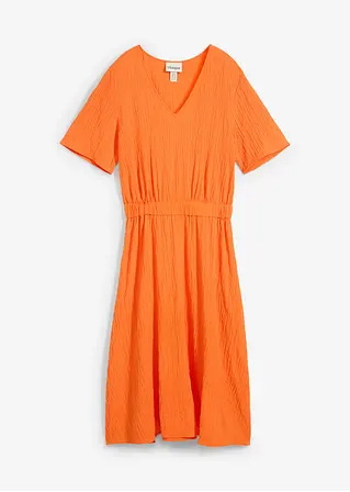 Midikleid aus luftigem Seersucker in orange von vorne - bonprix