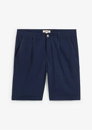 Regular Fit Stretch-Bermuda mit Bundfalte in blau von vorne - bonprix