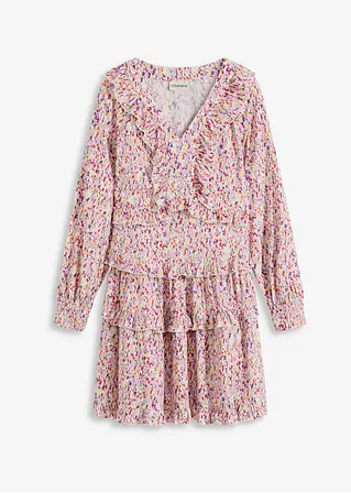 Kleid mit Volants in pink von vorne - bonprix