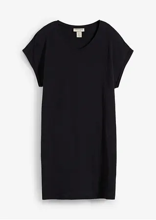 Boxy-Shirt aus reiner Bio-Baumwolle in schwarz von vorne - bonprix