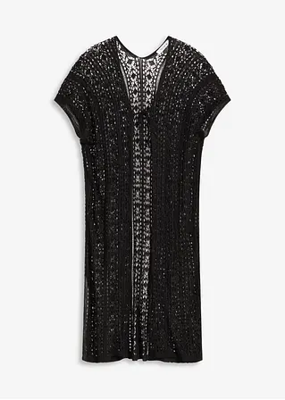Strandkimono in Häkeloptik aus Viskose in schwarz von vorne - bonprix