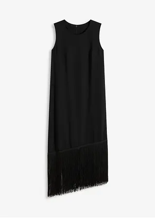 Jerseykleid mit Fransen in schwarz von vorne - bonprix