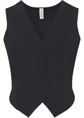 Anzugweste aus fester Interlock-Qualität in schwarz von vorne - bonprix