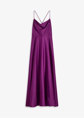 Trägerkleid aus strukturiertem Satin in lila von vorne - bonprix