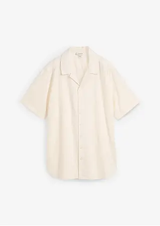 Kurzarmhemd aus Leinen in beige von vorne - bonprix